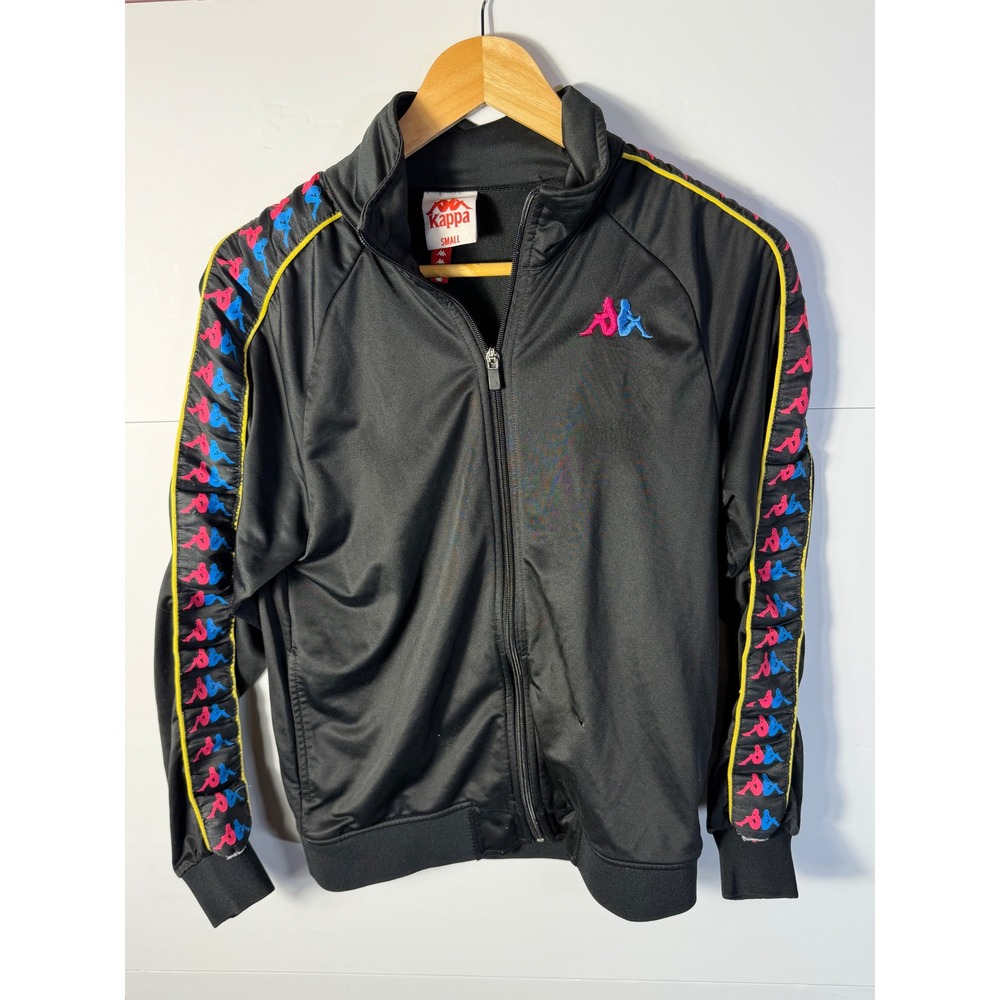 Kappa Black Track Jacket Omini Logo Tape Pink Blue Small 5261138